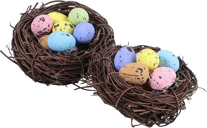 Yardwe 2pcs Easter Bird Nest Eggs Festive Decor for Easter Parties Spring Celebrations and Home Decoration Adorable Candy and Lightweight Items