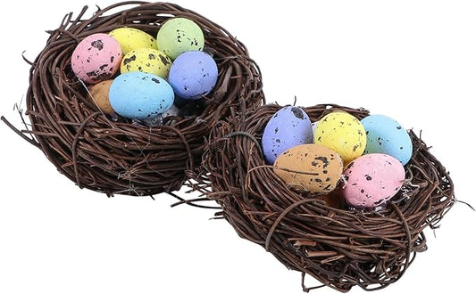 Yardwe 2pcs Easter Bird Nest Eggs Festive Decor for Easter Parties Spring Celebrations and Home Decoration Adorable Candy and Lightweight Items
