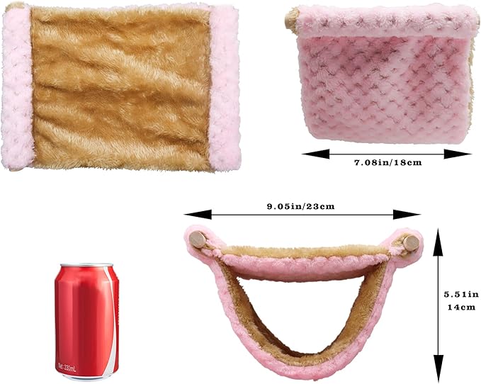 Rat Cage Accessories, Rat Hammock with Warm Soft Fluff, Rat Hammock for Cage, Birds Nest, Sleeping Bed, Cage Accessories for Rat, Hamster, Squirrel, Conure, Sugar Glider, Small Guinea Pig