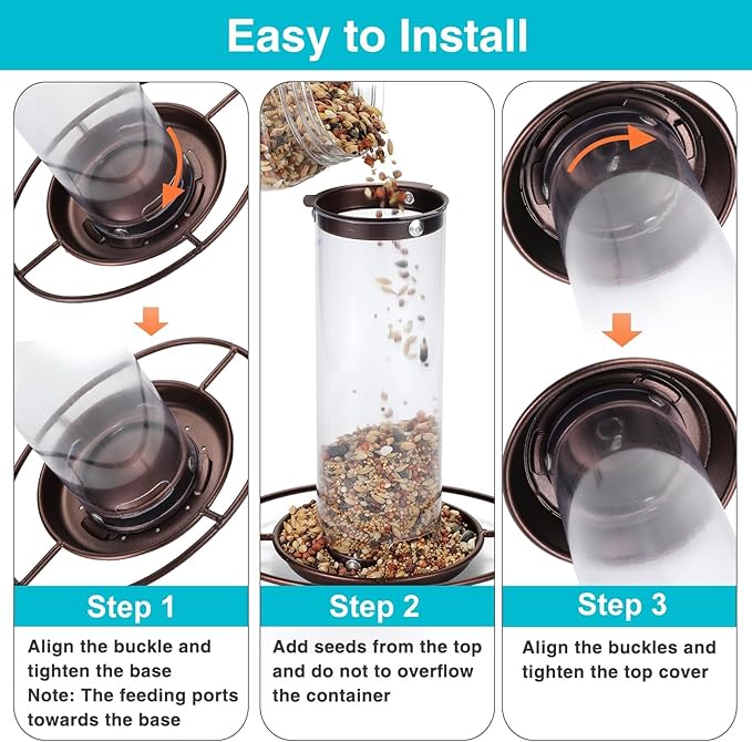 2 Pack Metal Wide Bird Feeders - Hanging Outdoor Bird Feeder with 1.6lbs Capacity, Strong Wire Lanyard for Garden Yard Decoration (YD-2)