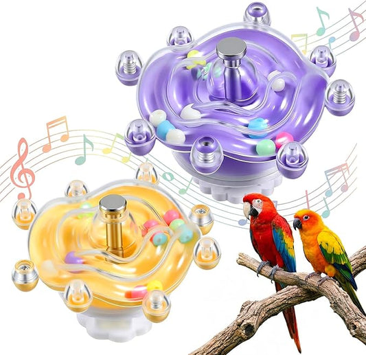 2Pcs Bird Toys for Parakeets, Colorful Parakeet Toys Wheel, Interactive Spinner Rattle Parrot Toy, Cockatiel Toy for Bird Cage, Chewing Exercise for Conure, Budgies Enrichment-Toys