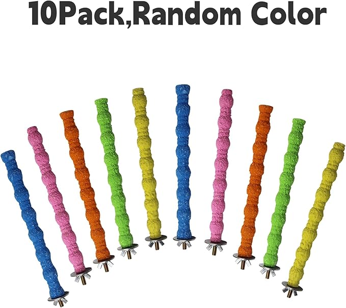kathson 10PCS Bird Perch Parrot Stand Cage Accessories Natural Wooden Stick Paw Grinding Rough-surfaced Chew Toy for Cockatiels,Cockatoo,Lorikeet,Conure,Parakeet (Random Color,6.29inch)