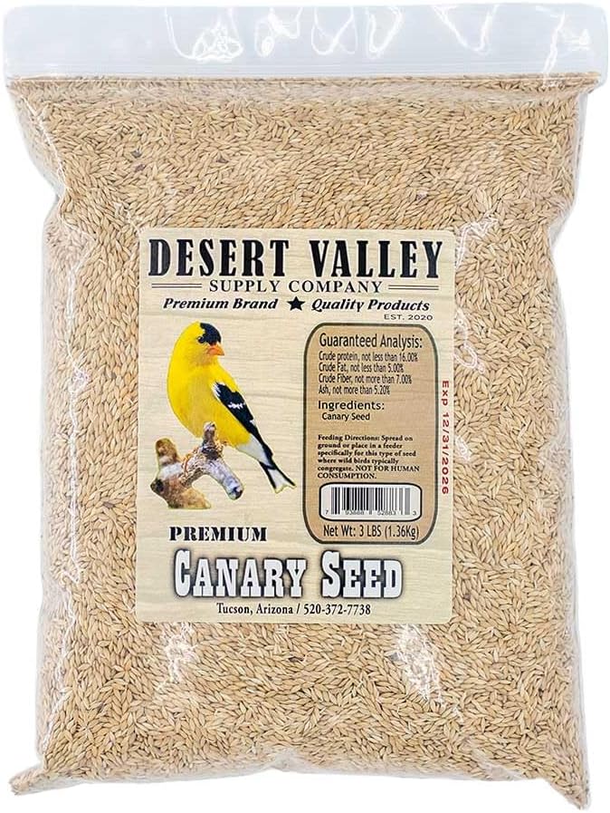 Desert Valley Canary Seed, All Natural, Non-GMO Premium Wild Bird Food for Canaries, Finch, Song Birds, Dove and More (3 Pounds)