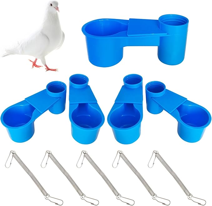 5 Pieces Automatic Bird Drinker Plastic Soda Bottle Cup Pigeon Water Guide Kit with Spring for Cage