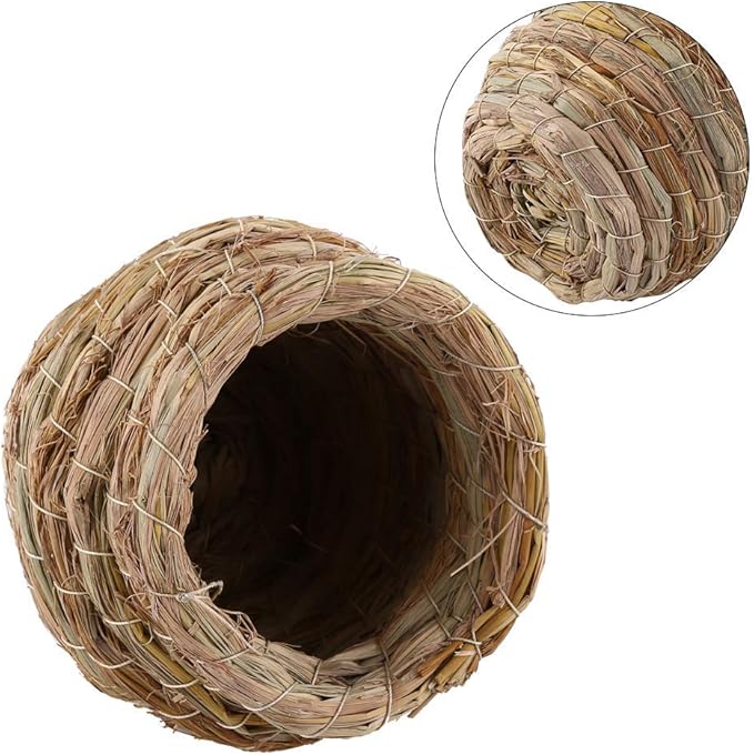Straw Bird Nest?YOUTHINK Straw Bird Nest Straw Woven Bird Nest Handwoven Birdcage Hanging Bird House Outside Hummingbird House for Parakeet Cockatiel