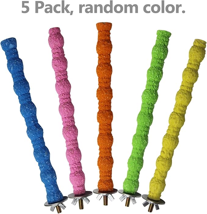 kathson 5 PCS Bird Perch Parrot Stand Cage Accessories Natural Wooden Stick Paw Grinding Rough-surfaced Chew Toy for Cockatiels,Cockatoo,Lorikeet,Conure,Parakeet (Random Color,6.29inch)