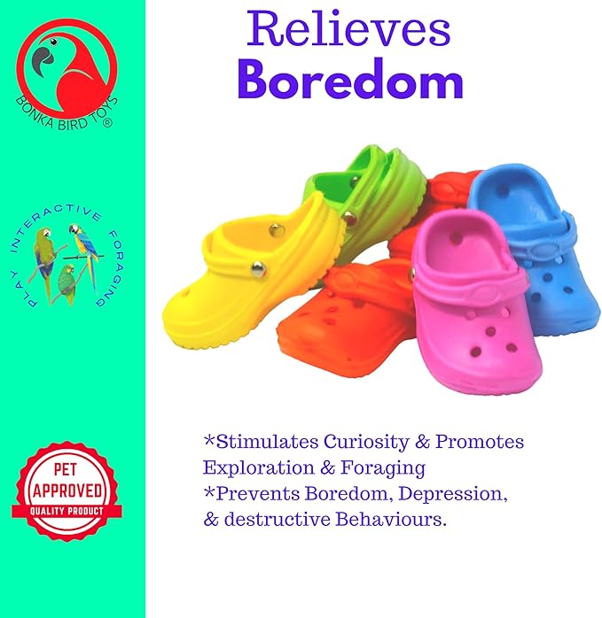 Bonka Bird Toys 2183 Pack of 6 Mini Sandals – Chewing Bird Toys for Budgies, Parakeets, Conures & Cockatiels – Small Bird Foraging & Enrichment Toys