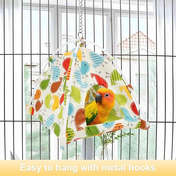 Wontee Bird Nest House Parrot Hanging Tent Snuggle Hut for Parakeets Cockatiels Conures Lovebirds (M)