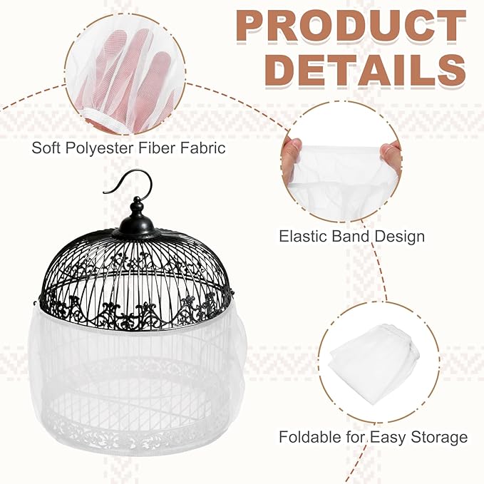 Bird Cage Seed Catcher, Bird Cage Net Cover Seeds Guard, Universal Birdcage Accessories, White, Circumference 31.5"-43.3", Height 7.9" for Parrot Cockatiel Enclosures