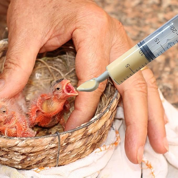 Bird Feeding Syringe Set,Parrot Syringe Feeder with Feeding Spoon and Tubes,Baby Bird Feeding Syringe Manual Tools for Pigeons Parrots Small Animals Feed Liquid Milk Medicine (Clear 20ML+50ML)