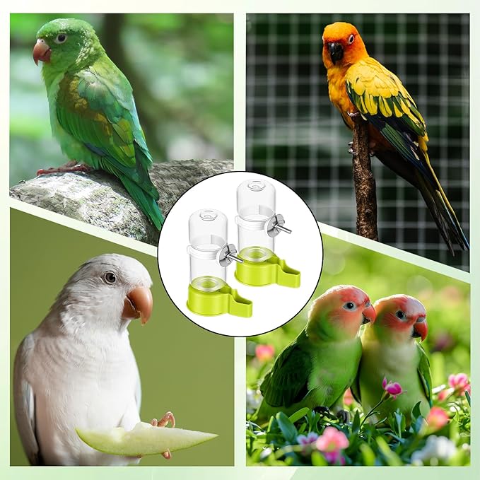 Bird Water Dispenser for Cage Automatic Bird Cage Water Dispenser 2pcs 4.73 Fl Oz Birds Water Feeder for Cages Plastic No Mess Suspended Birds Bottle No Drip for Budgie Conure Lovebirds Cockatiel