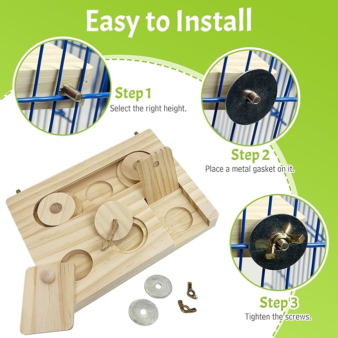 Hamiledyi Bird Foraging Toys Interactive Wooden Parrot Puzzle Toys Hanging Enrichment Toys Bird Slow Feeder Cage Accessories for Parakeet Cockatiel Lovebird Conure Finche