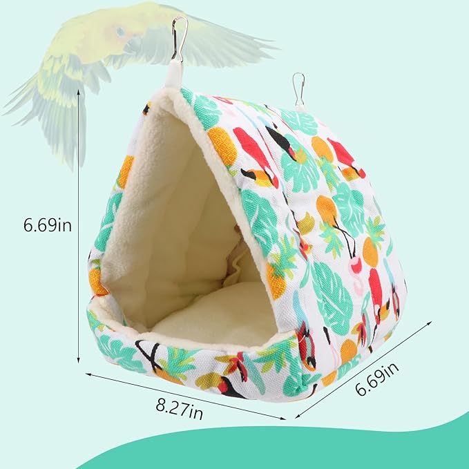 Hypeety Bird Hanging Hammock Nest Parrot Winter Warm Nest House Comfortable Plush Bird Bed for Cage Winter Bird Hideaway Hut for Cockatiels Budgies Parakeets Lovebirds Conures Hamsters (Parrot)