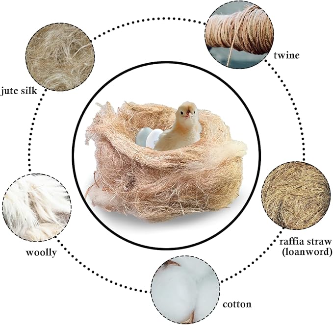 Natural Mixing Bird Nesting Materials,4 Kinds of Material Professional Ratio Matching Nesting Material Pads for Bird,Bird Nesting Material for Budgie,Parrot,Finche,Canaries,Other Birds（2.8oz/80g）