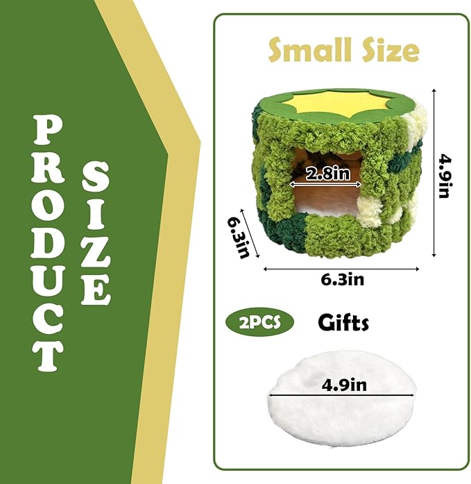 Plush Cylindrical Bird Nest,Warm Bird Nesting House,Bird Breeding House Cockatiel Snuggle Hut for Conure,Cockatiel, Lovebird, Budgie,Canary, Finch, Hamster and Other Small Pets (Green)