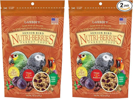 LAFEBER'S Senior Bird Nutri-Berries Pet Bird Food, Made with Non-GMO and Human-Grade Ingredients for Parrots (10 oz Pack of 2)