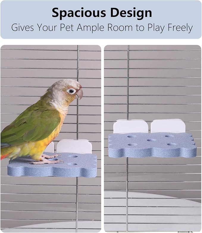 Bird Perch Stand for Parrots – Natural Ceramic Grinding Stick for Beak, A Safe, Non-Shedding Chewing and Claw-Trimming Perch for Parrots (Blue, Medium Size)