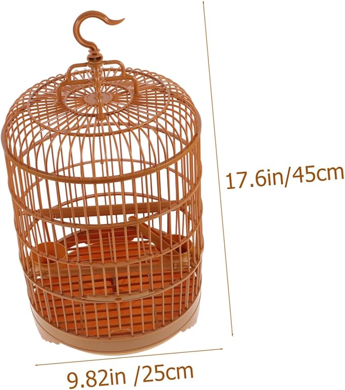 Ipetboom Vintage Decorative Portable Bird Cage, All-Round Ventilation, Hanging, 1 Feeding Cup, 1 Standing Pole, For Parrots