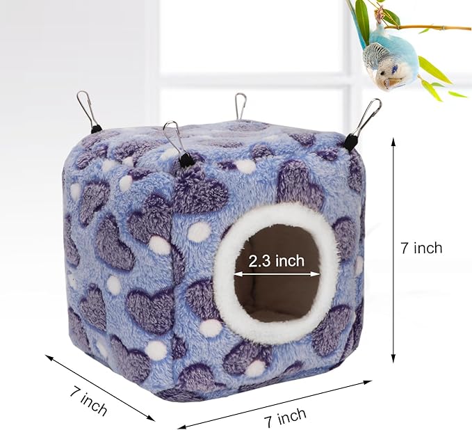 Hypeety Bird Hammock Nest House Parakeet Toys Hanging Warm Bird Nest for Parrot Hamster Small Animal Hanging Bed Bird Cage Accessories (M, Purple)