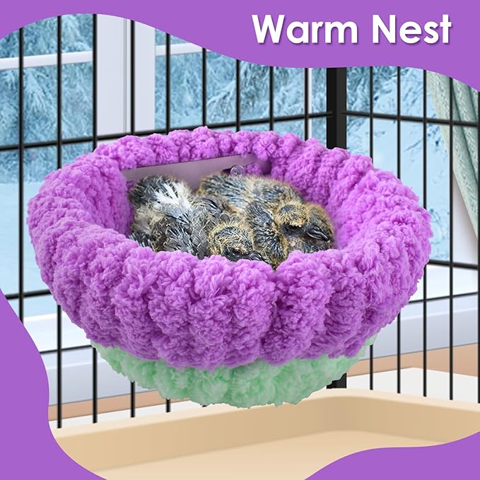 KATUMO Bird Nest, 7inch Small Parrot Breeding Bed for Budgie, Parakeet, Cockatiel, Conure, Lovebird, Canary, Finch Birds (Purple/Green, Large)
