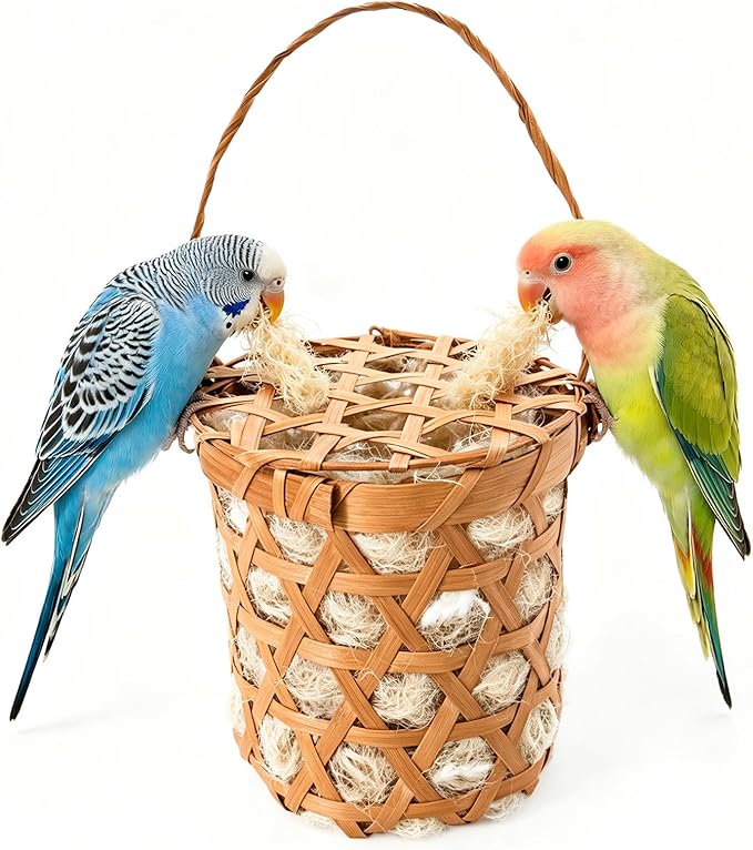 Birds Nests Material Holder,Hummingbird Nesters,Natural Material for Wild Birds,Refillable Bamboo Outdoor Birds Nesting Station,Can Be Filled with Pet Fur or Cotton