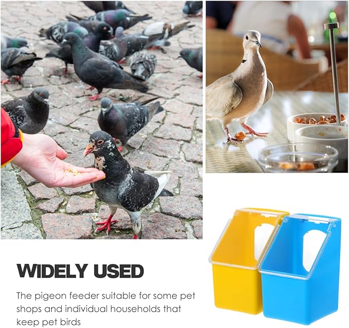 Alasum 2-Pack Hanging Pigeon Feeder 5.51×3.34×3.14In Thickened Plastic No-Waste Food Container for Cage Birds – Easy-Clean Slot Basin for Doves, Quail, Cockatiel