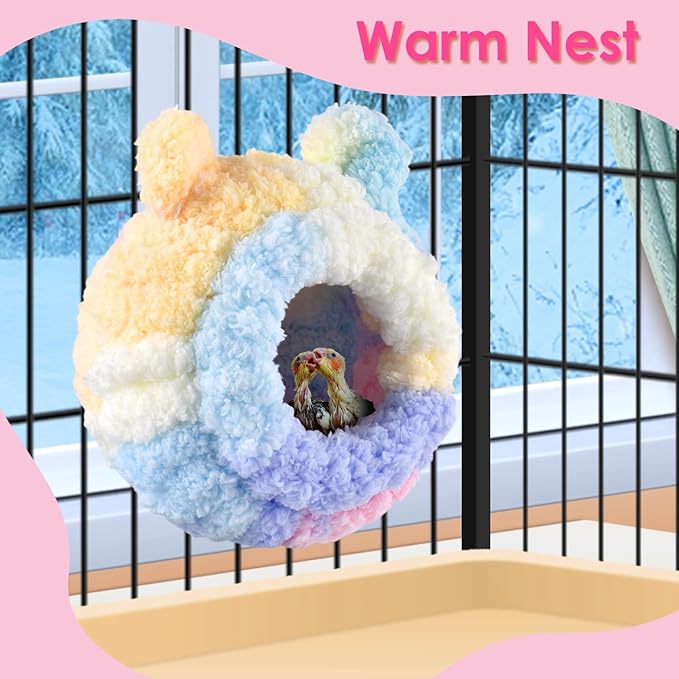 KATUMO Bird Nest, Conure Breeding Nest Parrotlet Snuggle Hut Canary House Bed for Conure Lovebird Canary Finch Coneshape Birds Hamster Small Pets