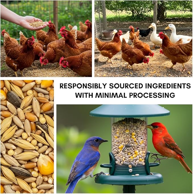 CZ Grain Premium Scratch Grains Bird Feed - Corn, Sunflowers, Wheat, Oats, Barley, Milo and Millet - Well Balanced Mix for Great Nutrition for Chickens and Ducks - Balanced Energy (5 Pounds)