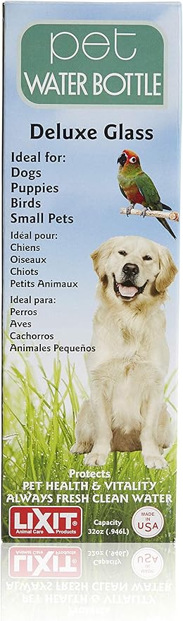 Lixit Heavy Duty Deluxe Glass Water Bottles for Birds, Dogs and Small Animals. (16oz Large Tube)