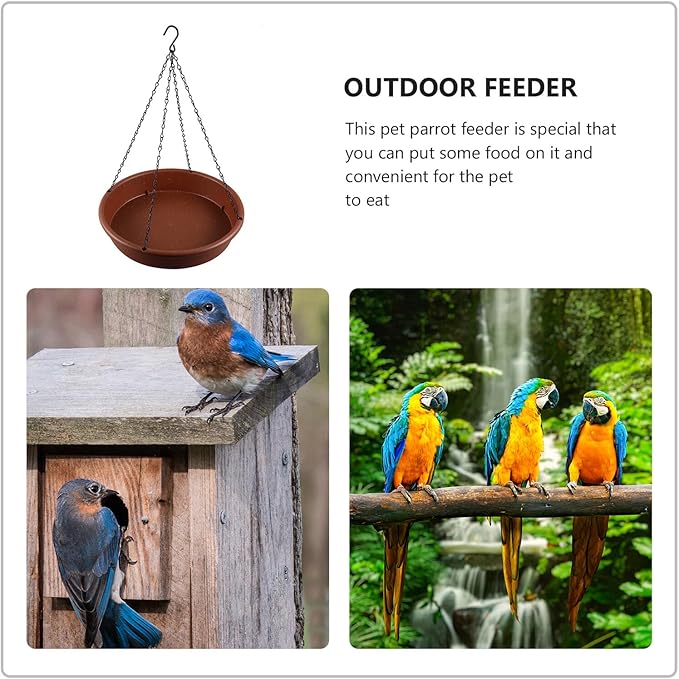 Happyyami Outdoor Hanging Bird Bath and Feeder Basin Iron and PP Material Multi-Purpose Tray for Garden Decoration and Bird Feeding