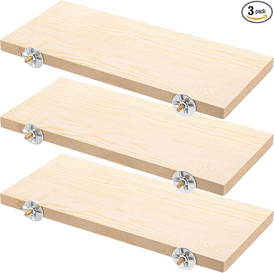 Okllen 3 Pack Bird Perch Stand, Parrot Wood Platform, Natural Wooden Perch Toys Playground Cage for Conure, Chinchilla, Parakeet, Budgie, Cockatiel