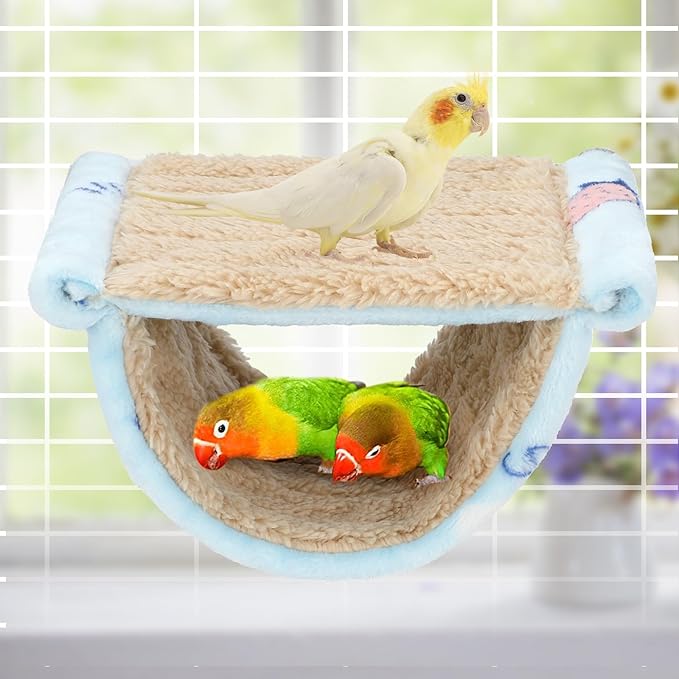 BWOGUE Winter Warm Bird Nest Bed Hanging Hammock Snuggle Hut Parrot House Tent Toy Bird Cage Perch for Parakeet Budgies Cockatiels Lovebird Cockatoo Finch Hamster Chinchilla Guinea Pig