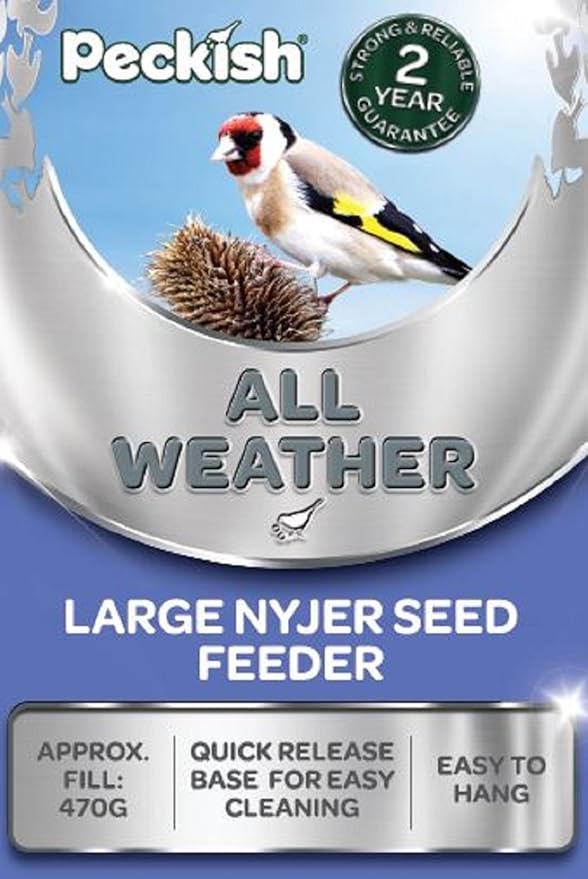 Peckish All Weather Metal Nyjer Seed Bird Feeder, Large