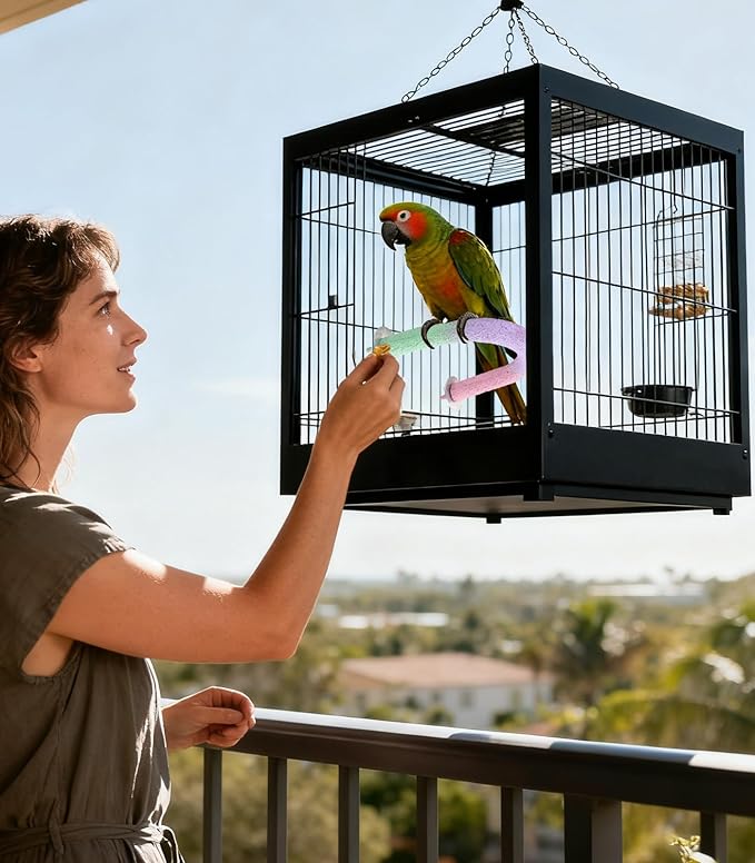 U Shape Parrot Perch Cage for 4cm Large Pad Fits Horizontal Vertical Bars Washable Bird perches Washable Colorfast Resin Perch for Budgies, Cockatiels to Trim Nails Beak Naturally