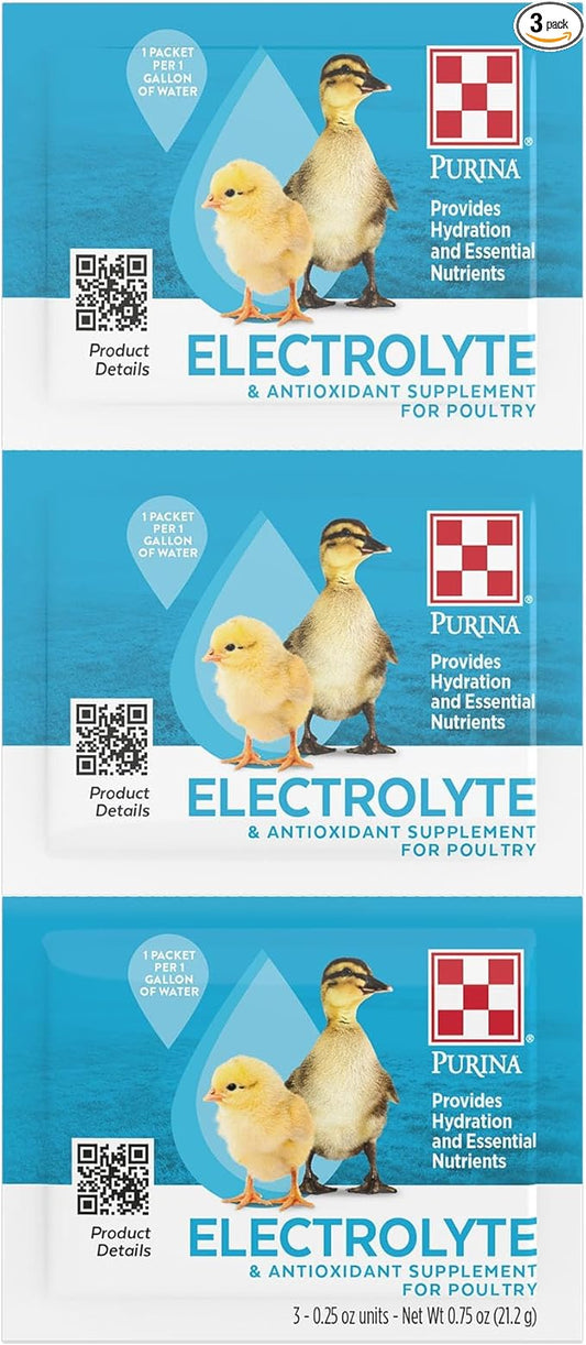 Purina | Electrolyte & Antioxidant Supplement for Poultry | 3-0.25 oz Packets
