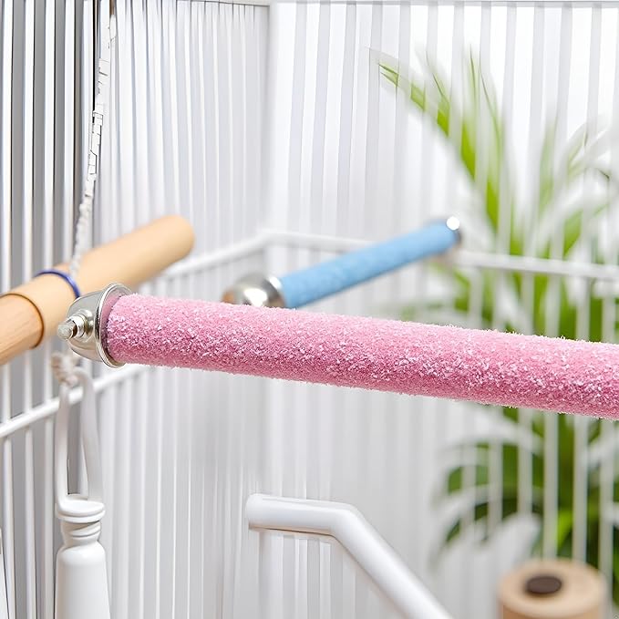 2 Pcs Bird Perch Stand Toy,Random Bird Perch Stand Toy Wood Parrot Grinding Claw Sticks Sanded Cage Toy for Parakeets Finches Parakeet Toys, Sanded Surface Cage Accessories for Parakeets Finches