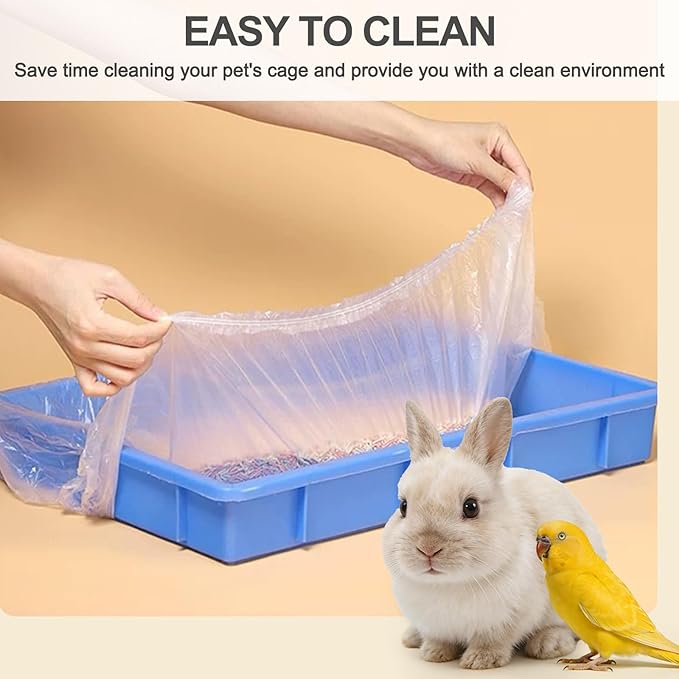 29x19 Inches Disposable Bird Cage Liner Bags, 0.6 Mil 50 Pack Plastic Leak-Proof with Cage Cleaning Brush, for Parrots, Rabbits, Guinea Pigs