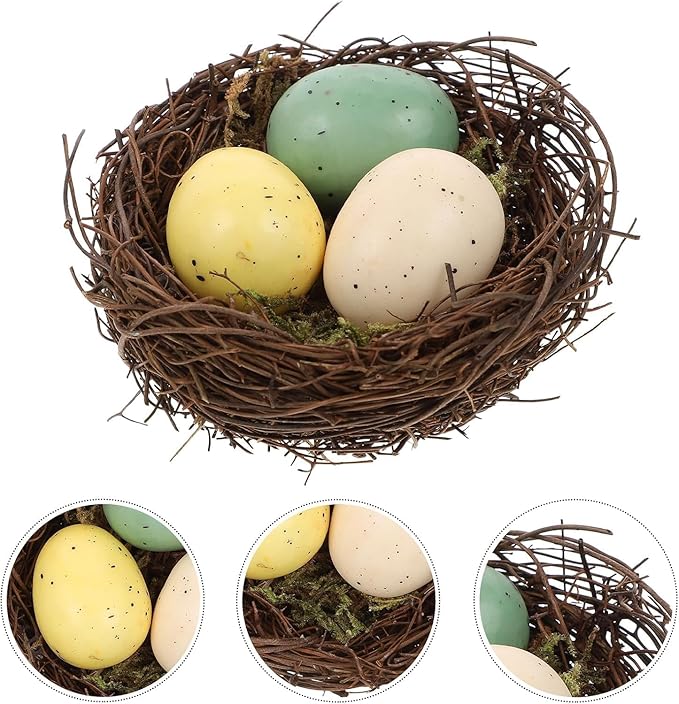 2Pcs Easter Bird Nest Anti-Scratch Decorative Lightweight Egg Decoration Prop Easter Bird Nest Compatible with Crafts Artificial Flowers Artificial Plants and Flowers（6 cm）