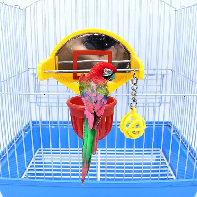 Funny Parrot Birds Basketball Hoop Props Parakeet Chew Toy, 9.3*11