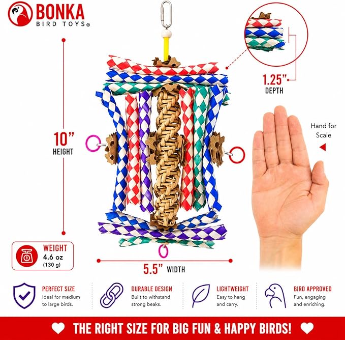 Bonka Bird Toys 1242 Helix Budgie Parrotlet Cockatoo Parrot Cages Cockatiel African Grey Macaw