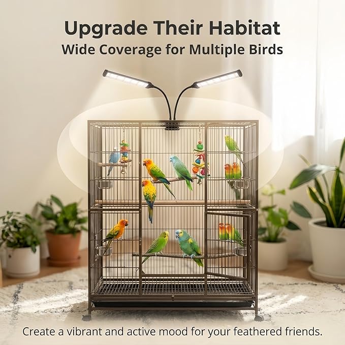 Bird Health Cage Supplementary Light with Full-Spectrum LED Pet Light, Intelligently Timing to Help Synthesize Vitamin D3 and Promote Calcium Absorption