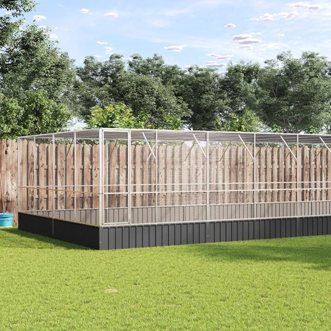 Galvanized Steel Large Flight King Bird Cage with Extension, Steel Outdoor Aviary, Outdoor Indoor Large Bird Cage Aviary Pet House for Cockatiels African Parakeets, 490.6"x163"x83.5",-320