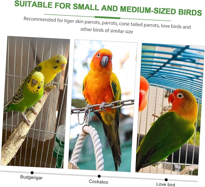 Mipcase 2pcs Wooden Parrot Perch with Mirror Decorative Bird Stand for Parrots Pets and Bird Cages for Training and Playtime Activities