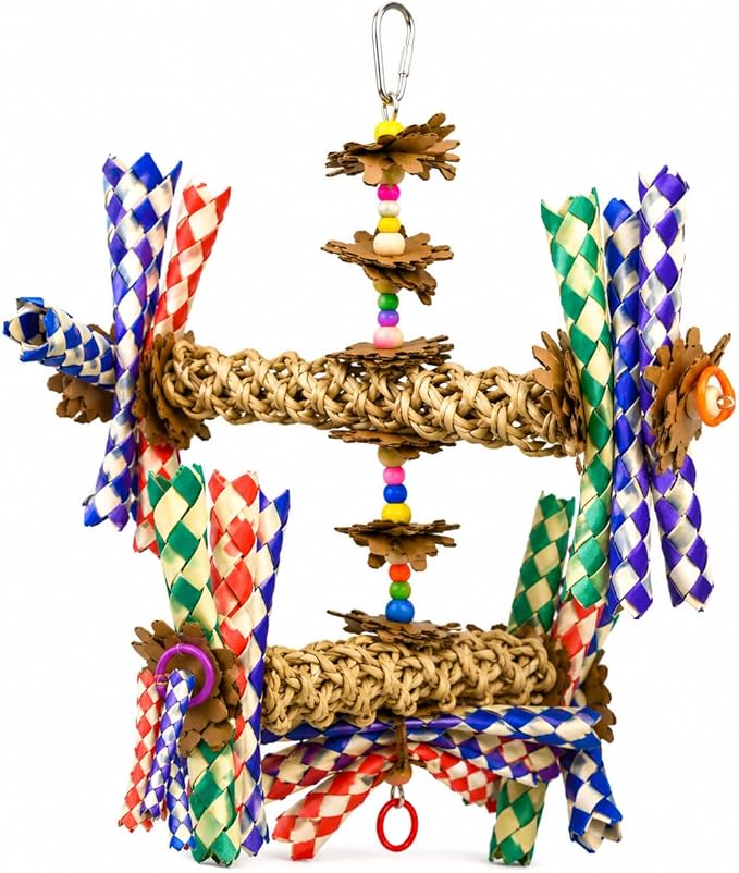 Bonka Bird Toys 1241 Double Helix 11" High by 9" Wide Parrot Toy, Amazon, African Grey, Conure, and Similar Sized Birds