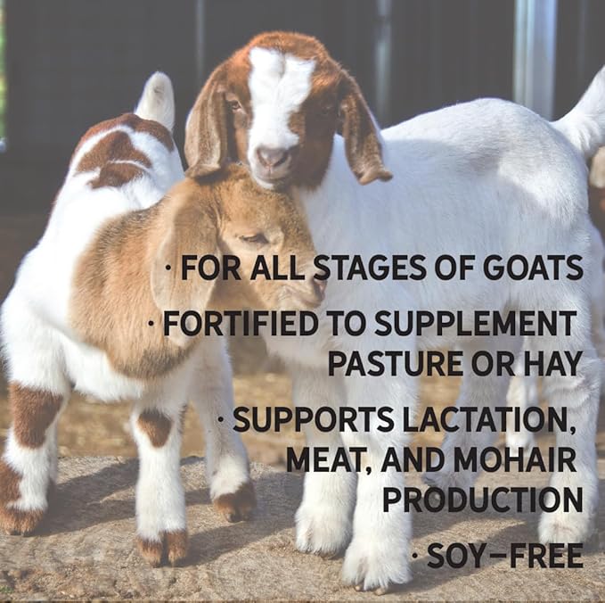 New Country Organics | Goat Feed Pellets 40lb | for All Stages of Goats | Daily Goat Food | 15% Protein | Soy-Free, Certified Organic and Non-GMO, Made in North America | 40lbs Bag