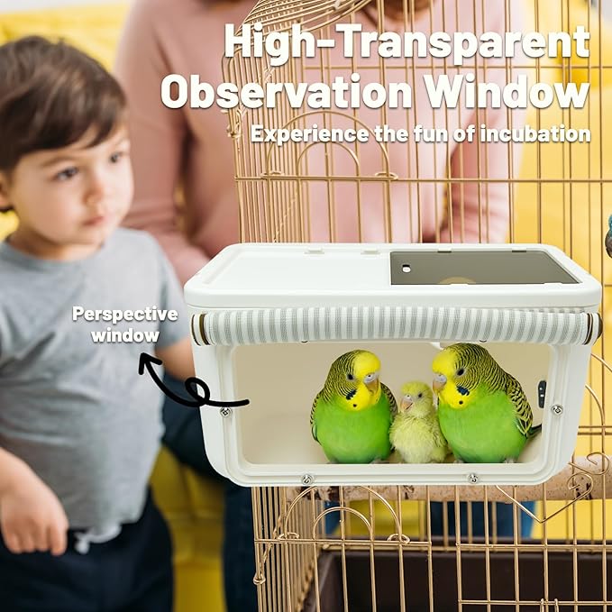 Parakeet Nesting Box,Transparent Bird House,Parakeet Breeding Box,Bird Nest for Cage,Bird House with Curtains Perch Wood,Bird Cage Accessories for Lovebirds Cockatiel Budgie Conure Parrot