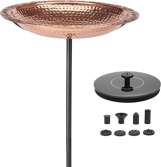Good Directions Polished Copper Bird Bath with Fountain on Garden Pole 13"
