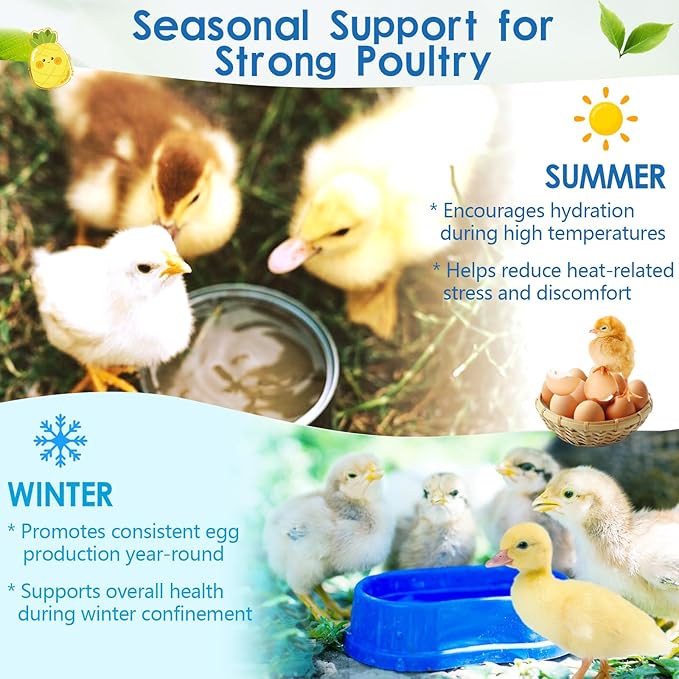Chicken Vitamin, Electrolyte & Probiotic Supplement - Support Hydration Digestion Immunity Egg Production – Poultry Supplement for Chickens, Ducks, and All Ages of Birds – All-Season Use,10oz Powder