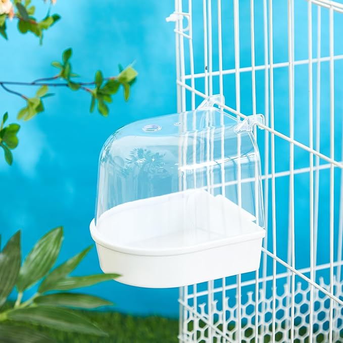 Honeydak 3 Pieces Clear Bird Bath for Cage Parakeet Bird Cage Accessories Hanging Bath Box Parrot Bathing Tub with View for Cockatiel Conure Canary Budgies Parrots (Fresh Color)