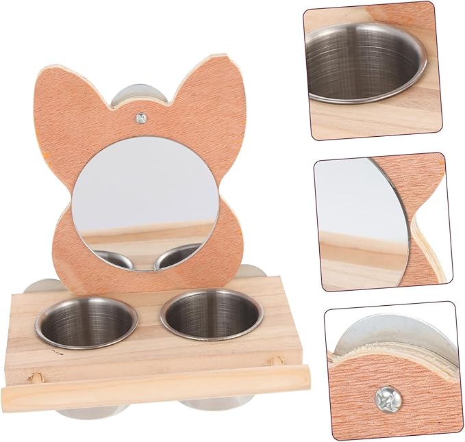 balacoo Parrot Supplies Bird Mirror Food Cup Set Multi-Functional Feeding Bowl and Plaything for Birds Easy to Fill Suitable for Home and Pet Stores Convenient Cleaning and Coordination